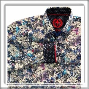 Au Noir Floral San Diego Flip Cuff Button Down Long Sleeve Shirt Size 3 Medium